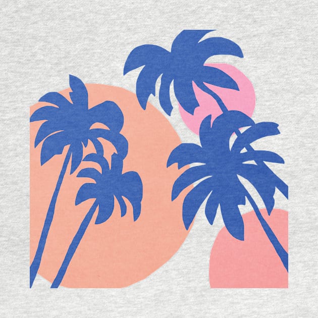 Blue palm trees summer time by JulyPrints